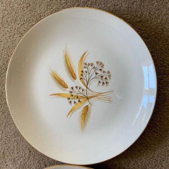2 Vintage Brown & Yellow Wheat 9 1/4” Plates - Picture 4 of 5